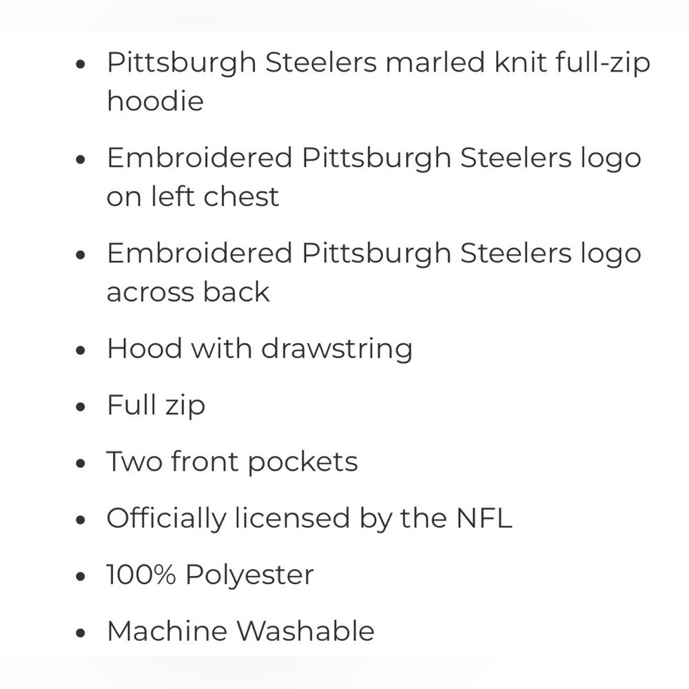 Pittsburgh Steelers Zip Hoodie - Bkack/grey - Size Small - Picture 11 of 11